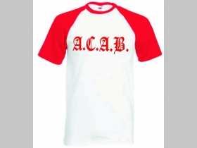 A.C.A.B.  pánske červenobiele tričko 100%bavlna značka Fruit of The Loom (viacero motívov na výber)